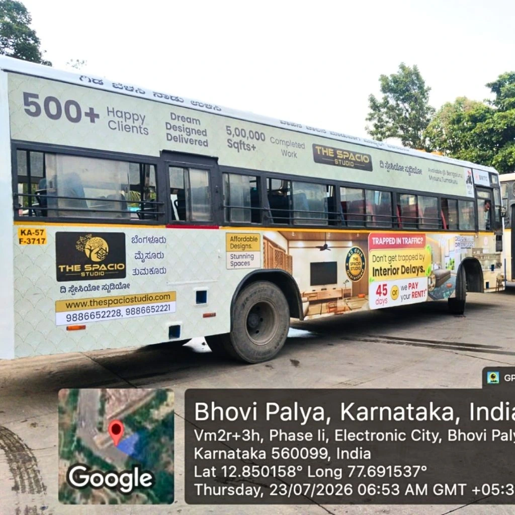 BMTC Bus advertisement for the spacio Studio Right side