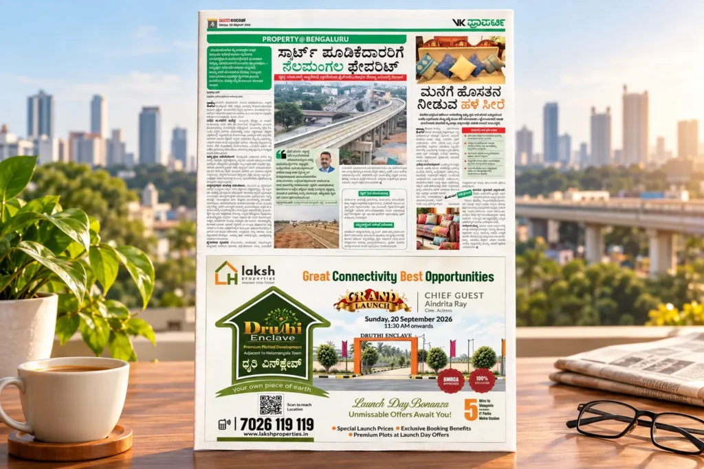 Vijay Karnataka property front page advertisement
